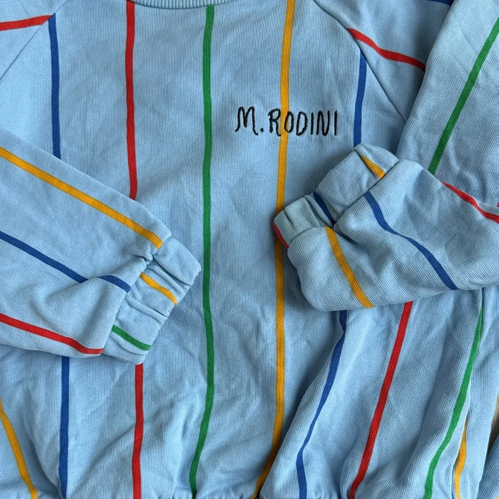 Mini Rodini Light Blue Rainbow Stripe Sweatshirt & Joggers Set